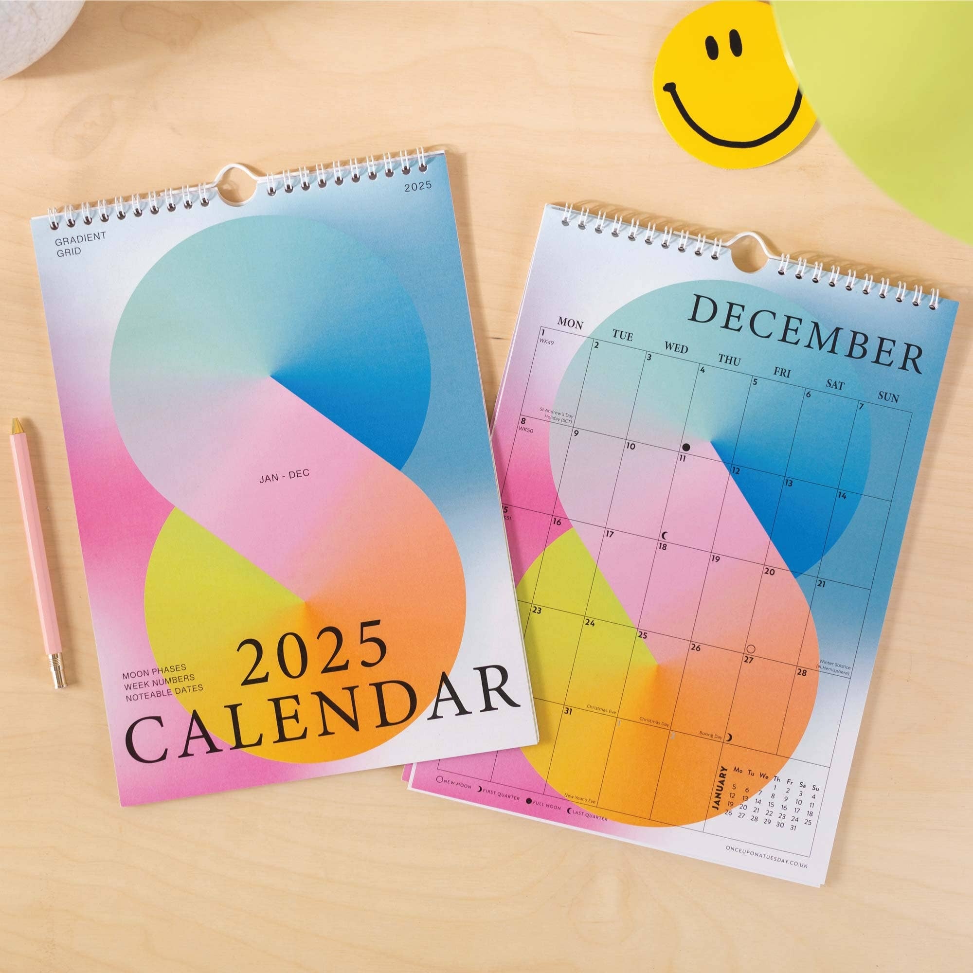 2025 hanging calendar gradient grid pen pals